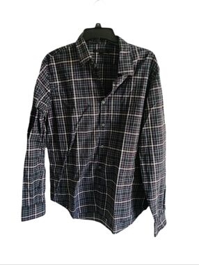 John Varvatos USA Mens Button Down Long Sleeve Blue Plaid
